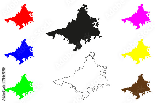 Colima city (United Mexican States, Mexico, Colima State) map vector illustration, scribble sketch Colima map