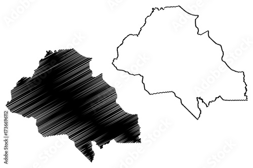 Ngounie Province (Subdivisions of Gabon, Gabonese Republic) map vector illustration, scribble sketch Ngounie map