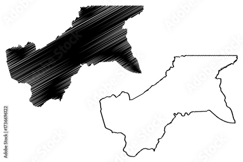Moyen-Ogooue Province (Subdivisions of Gabon, Gabonese Republic) map vector illustration, scribble sketch Moyen Ogooue map