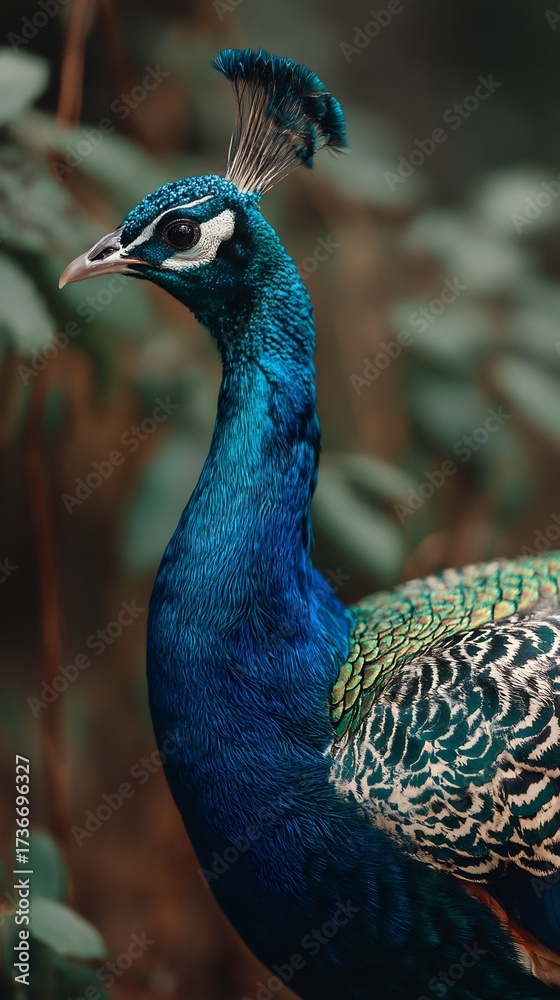 Obraz premium Peacock vibrant plumage authentic teaching moment realistic human expressions natural soft lighting shallow DOF cinematic tones photorealistic DSLR photo with 85mm lens professional candid style