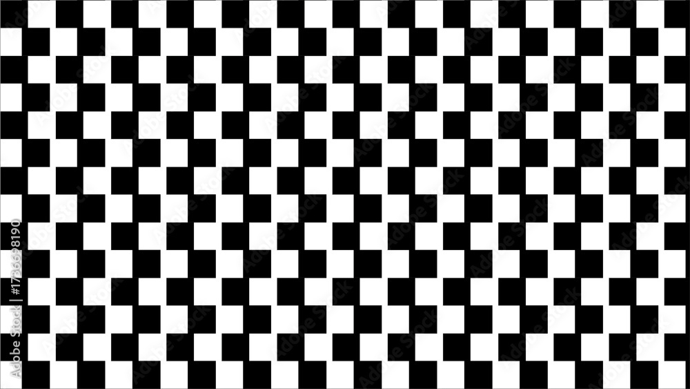 Fototapeta premium Hypnotic Black & White Checkered Op Art Seamless Pattern PNG - Optical Illusion Tile