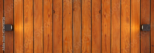 rustic yellow golden brown wooden wall frame a metal lantern fixed with a modern light bulb inside.  mix of warm modern charm and new utility creates a warm unique atmosphere. vertical format.