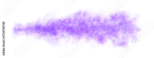 Violet, purple smoke cloud expanding in horizontal direction with transparent background, dense toxic vapor or chemical emission
