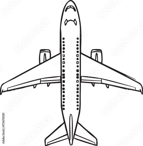 Rough Hand-Drawn Airplane Silhouettes Vector Outline