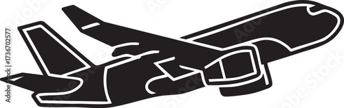 Abstract Layered Passenger Plane Silhouettes Vector Icon