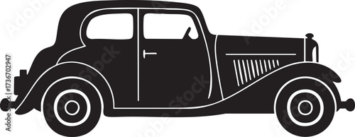 Art Deco Stylized Vintage Car Silhouettes Classic Automobile Transport Icon Vector
