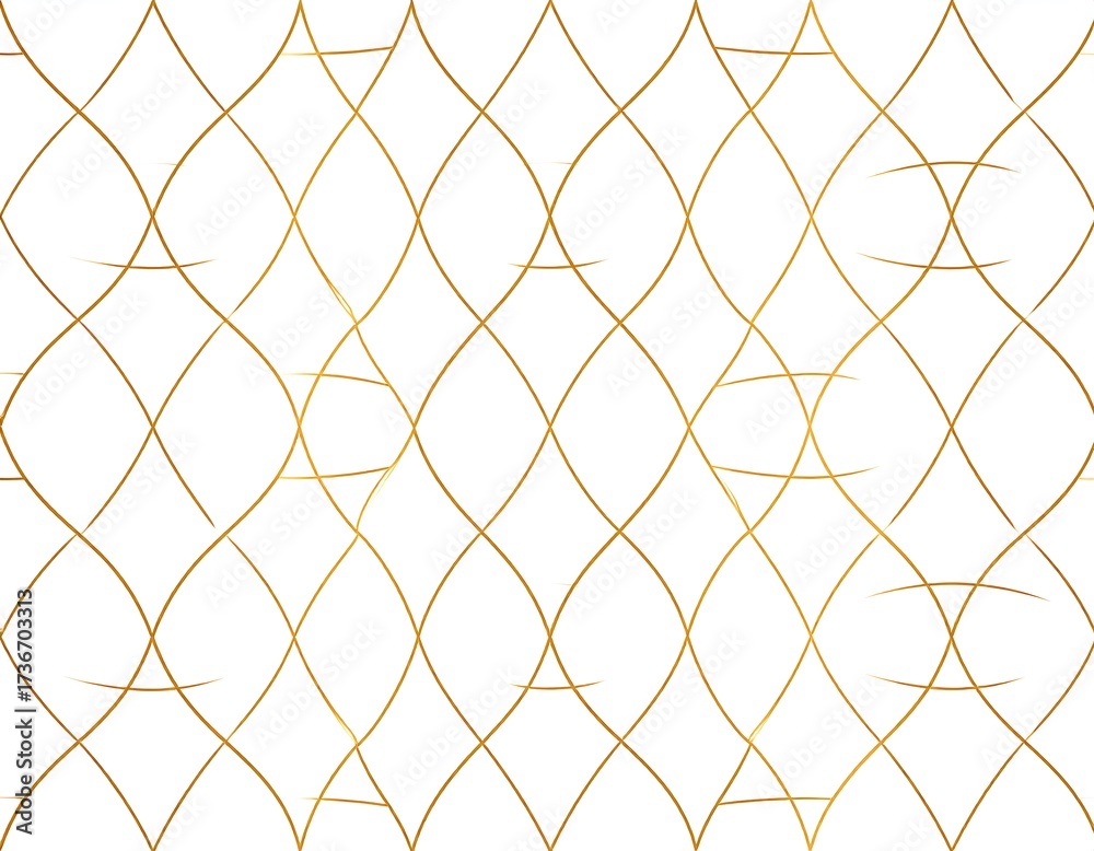 Naklejka premium A sophisticated, golden geometric pattern forms a repeating design on a white background.
