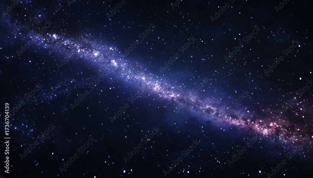 Obraz premium The illustration shows a detailed view of a galaxy, featuring a vibrant band of stars and nebulae against a dark background.