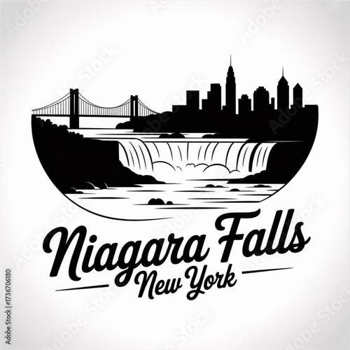 Wallpaper Mural ‎Niagara Falls New York Skyline Silhouette — A Natural Wonder and Historic Gateway City Vector Illustration Torontodigital.ca