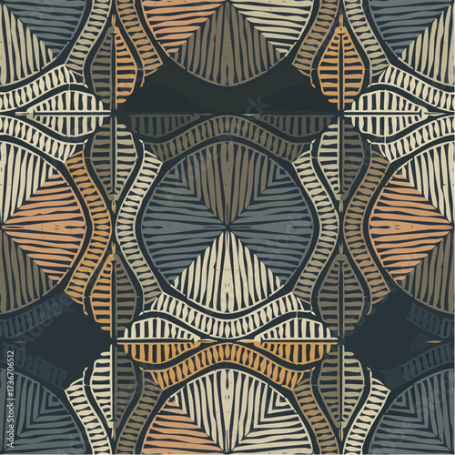 kuba raffia geometric zigzag checker repeat for bold packaging and home textiles