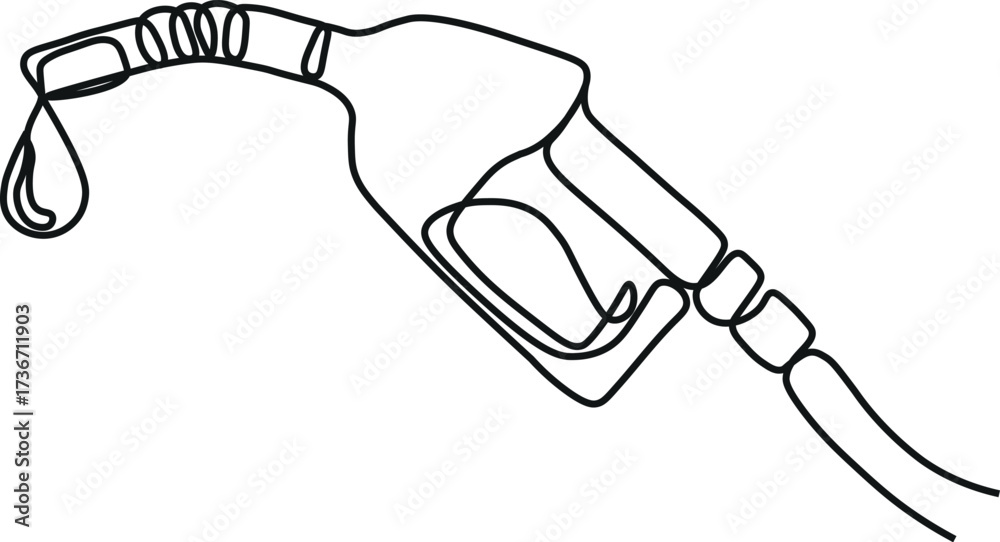 Obraz premium One continuous line drawing of A car is refueling at a fuel station vector illustration. Fuel Station illustration simple linear style vector concept. Fuel station design suitable for design asset.