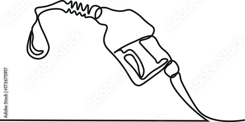 One continuous line drawing of A car is refueling at a fuel station vector illustration. Fuel Station illustration simple linear style vector concept. Fuel station design suitable for design asset.