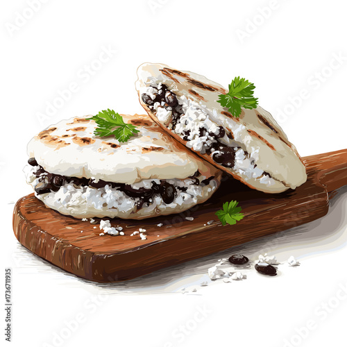 Arepa Domino with Black Beans and White Cheese