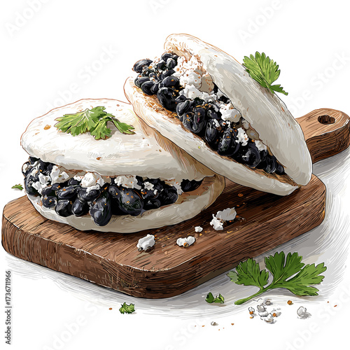 Arepa Domino with Black Beans and White Cheese