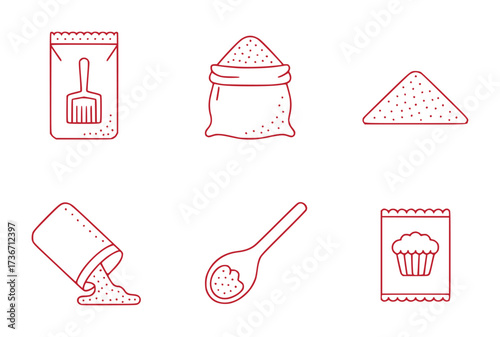 Set of Icons Representing Sugar and Baking Ingredients