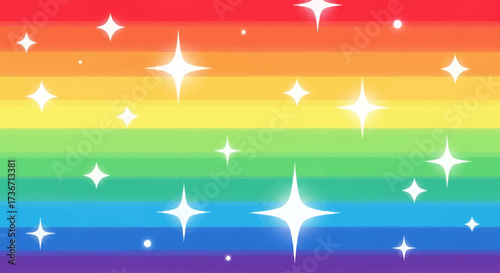 Vibrant Rainbow Background With Sparkling Stars And Glitter Effects Creating A Magical And Joyful Ambiance