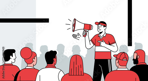Leader Addressing A Group of People, A Simplified Illustration of Public Speaking