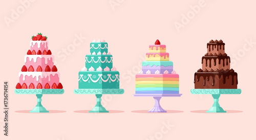 A Delicious Collection of Four Tiered Celebration Cakes Perfect for Any Special Occasion