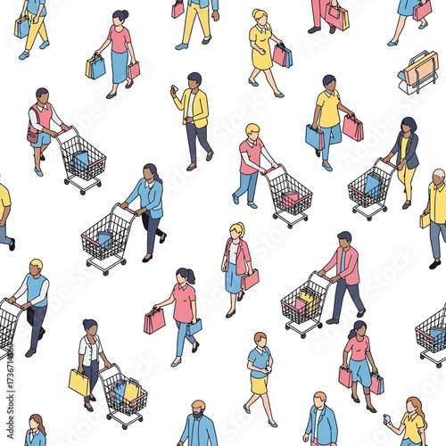 A Lively Scene of Diverse People Shopping Together Enjoying Their Day Out in a Busy Marketplace