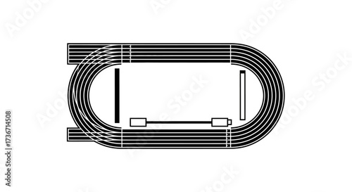 Diagrammatic Representation of a Standard Athletic Track Layout Showing Multiple Lanes and a Rectangular Infield Area