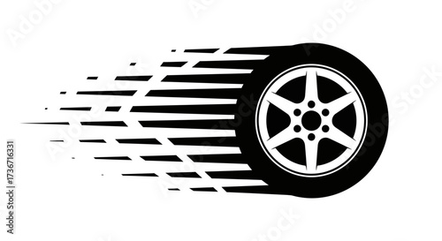 Dynamic Motion Blur Effect Representing High Speed Tire Movement and Automotive Performance