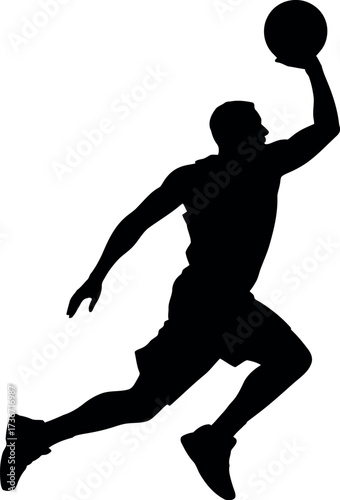 Basketball player silhouette vector illustration for sports design and athletic performance art