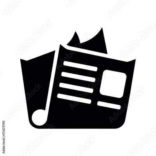 Newspaper Black Silhouette Vector Icon