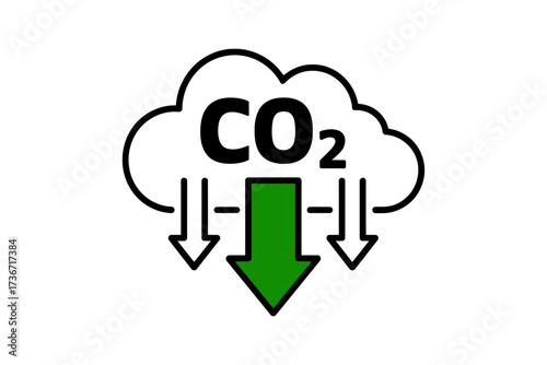 Co2 reduction graphic climate change solution carbon dioxide removal environmental impact concept