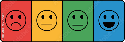 Understanding customer satisfaction survey feedback with emotion faces and color codes chart