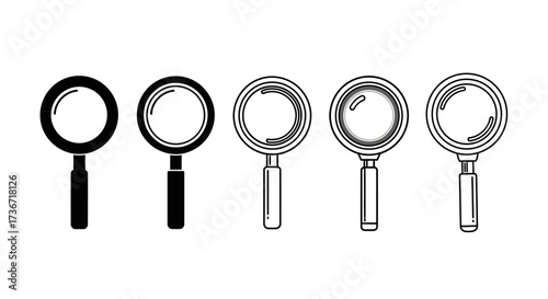 A Collection of Magnifying Glasses Showcasing Different Styles and Detail Levels from Simple Silhouettes to Intricate Line Drawings Demonstrating the Art of Visual Representation