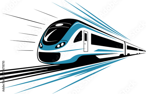 High speed train illustration vector graphic design for transportation and travel industry use