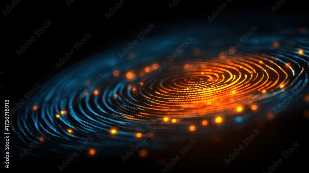 Obraz premium Abstract digital data flow illustration with glowing circular lines design