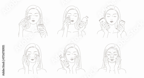 Skincare Routine Applying Cleanser Toner Moisturizer and Sunscreen for Healthy Radiant Skin