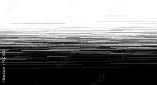 Digital Glitch Effect Abstract Art with Horizontal Lines and a Gradient Transition from White to Black with Static Interference