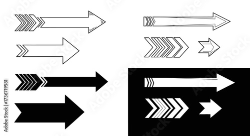 Set of Arrows in Different Styles and Colors Representing Directional Movement and Navigation Elements