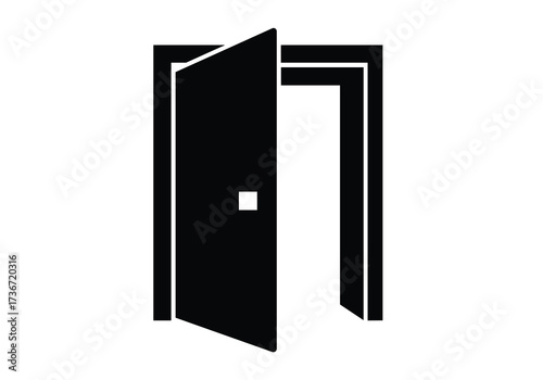 Vector art of black door in vector format