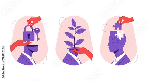 Symbolic representations of unlocking potential personal growth and problem-solving through understanding and development