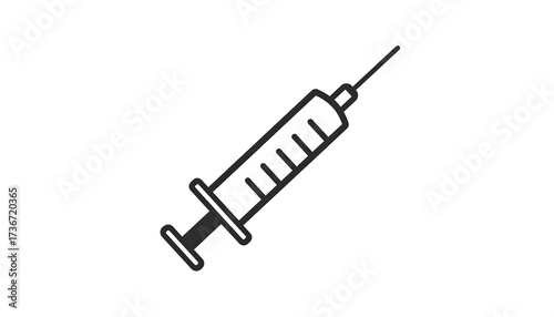 Simple, outlined illustration of a medical syringe against a plain background.