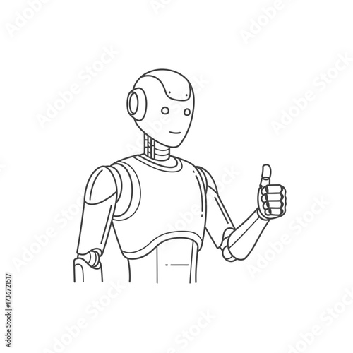 Professional humanoid robot giving a confident thumbs up gesture, representing advanced AI, success, and smart solutions.