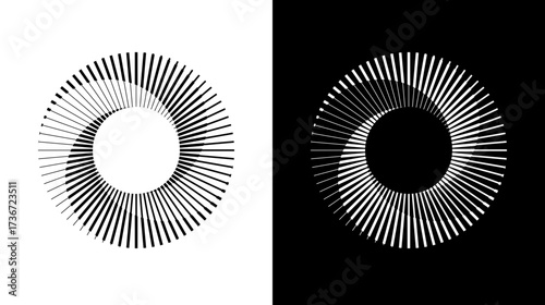 Radial Circle Pattern Abstract Geometric Line Design for logo icon web graphic. vector illustration.