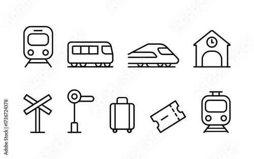 A modern and minimal set icons showcasing a variety of travel luggage and bags. Ideal for apps, booking platforms, airlines, packing guides, and travel blogs.