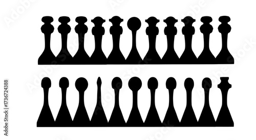 The Art of Strategy and Tactics Represented by Chess Pieces Arranged in Rows