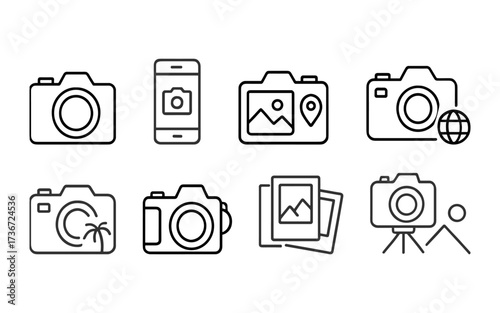 A modern and minimal set icons showcasing a variety of travel luggage and bags. Ideal for apps, booking platforms, airlines, packing guides, and travel blogs.