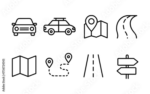 A modern and minimal set icons showcasing a variety of travel luggage and bags. Ideal for apps, booking platforms, airlines, packing guides, and travel blogs.