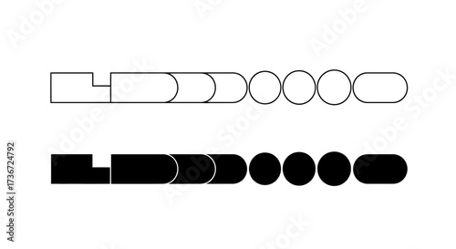 Abstract Geometric Forms Illustrating a Sequential Progression of Shapes and Silhouettes