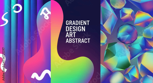 Abstract Gradient Design Art with Fluid Shapes and Geometric Forms Explores Vibrant Color Palettes and Modern Aesthetics