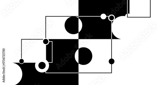Abstract Black and White Geometric Composition