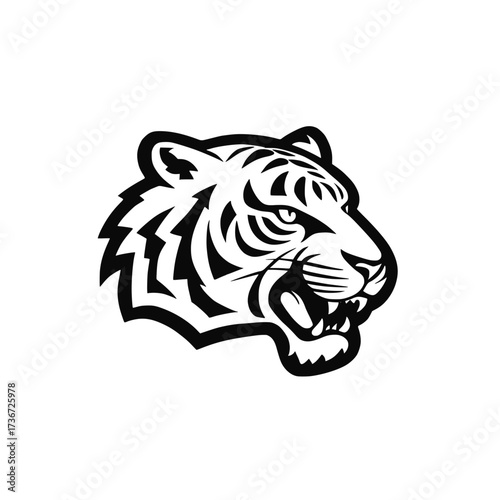 Tiger head sign. Vintage style animal 