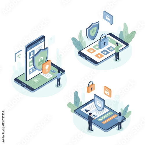 Digital Security and Data Protection Technology Concept for Mobile Devices and Online Transactions