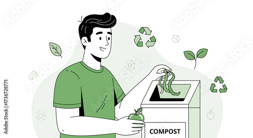 Person Composts Kitchen Waste, Demonstrating Environmental Stewardship and Sustainable Practices